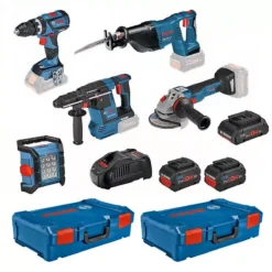 Kit 5 Outils 18V + 3 Batteries + Chargeur + 2 XL-Boxx BOSCH - 0615990M2X