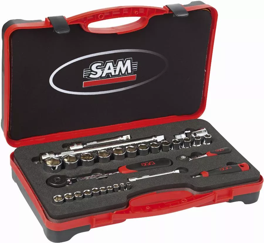 Coffret De 29 Douilles Et Accessoires 1/4'' Et 1/2'' SAM OUTILLAGE - 75-RS2 3 Coffret De 29 Douilles Et Accessoires 1/4'' Et 1/2'' SAM OUTILLAGE - 75-RS2