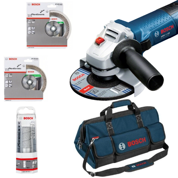 Kit Spécial Carrelleur BOSCH - Meuleuse GWS 7-125 + 2 Disques Diamant + 1 Sac De Transport - 06159975H2 11 Kit Spécial Carrelleur BOSCH - Meuleuse GWS 7-125 + 2 Disques Diamant + 1 Sac De Transport - 06159975H2 – Image 9