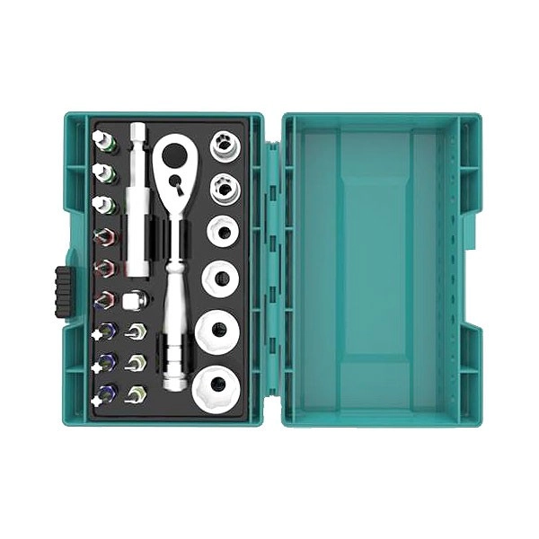 Clé à Cliquet En Coffret MAKITA - 21 Pièces - 12 Embouts + 6 Douilles + 1 Adaptateur 1/4" + Porte-embout Magnétique - B-54081 3 Clé à Cliquet En Coffret MAKITA - 21 Pièces - 12 Embouts + 6 Douilles + 1 Adaptateur 1/4" + Porte-embout Magnétique - B-54081