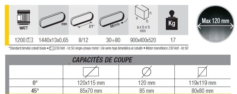 Scie à Ruban Métal FEMI - 1200W 1440mm - Ø Coupe Max.120mm - SN120XL 4 Scie à Ruban Métal FEMI - 1200W 1440mm - Ø Coupe Max.120mm - SN120XL – Image 2