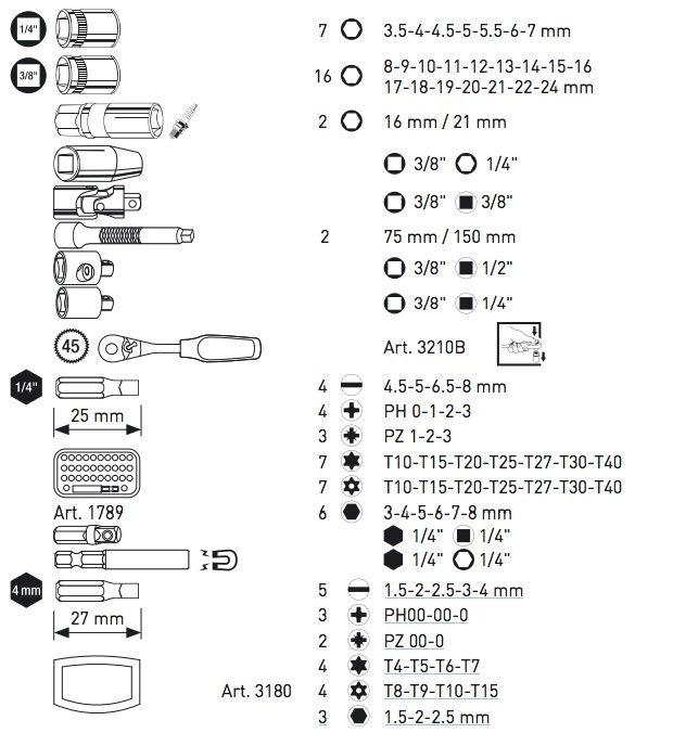 Coffret D'outils Pro-Line 1/4" + 3/8" KRAFTWERK 151 Pièces - 3946 8 Coffret D'outils Pro-Line 1/4" + 3/8" KRAFTWERK 151 Pièces - 3946 – Image 6
