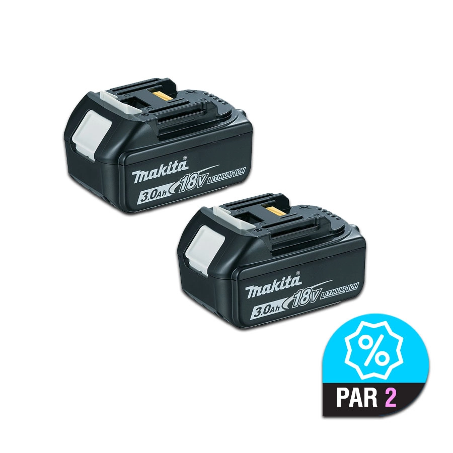 Lot De 2 Batteries MAKITA BL1830 - 18V 3.0 Ah 3 Lot De 2 Batteries MAKITA BL1830 - 18V 3.0 Ah