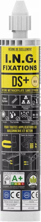 Résine ING Fixations DSMax - Méthacrylate - Beige - Cartouche De 300 Ml - Lot De 6 - A050028 3 Résine ING Fixations DSMax - Méthacrylate - Beige - Cartouche De 300 Ml - Lot De 6 - A050028