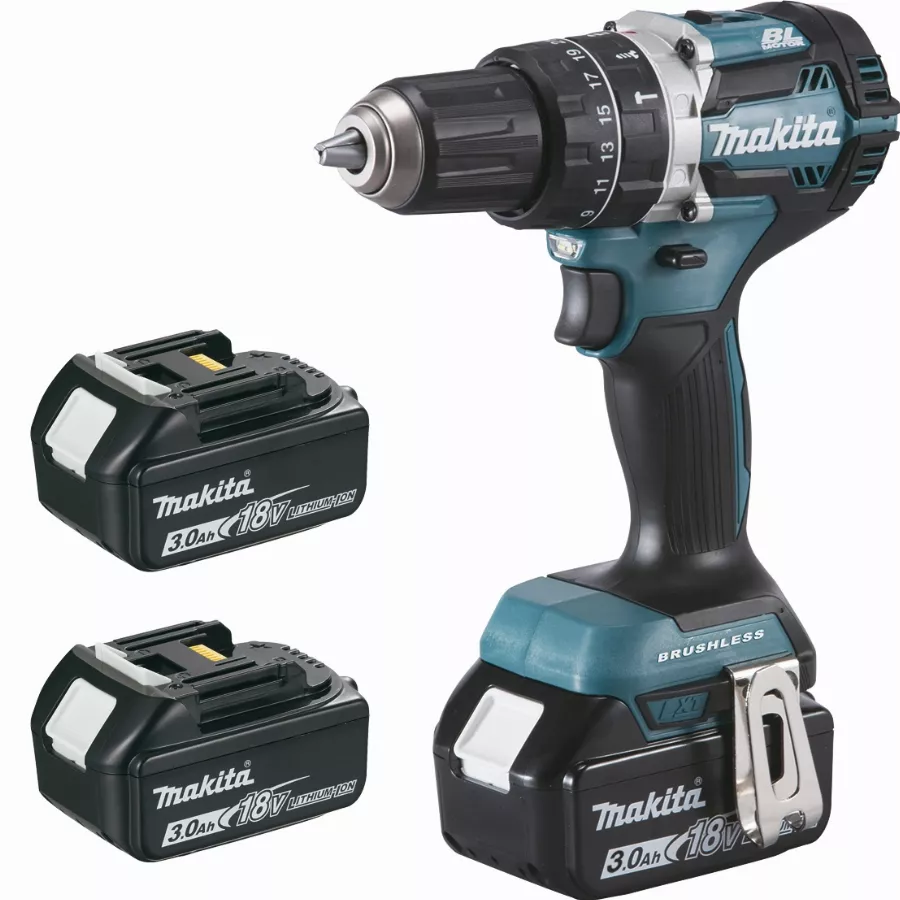 Perceuse Visseuse à Percussion 18 V Li-ion 3 Ah Ø 13 Mm (3 Batteries) MAKITA - 3 Batteries, Chargeur, Coffret - DHP484RF3J 3 Perceuse Visseuse à Percussion 18 V Li-ion 3 Ah Ø 13 Mm (3 Batteries) MAKITA - 3 Batteries, Chargeur, Coffret - DHP484RF3J