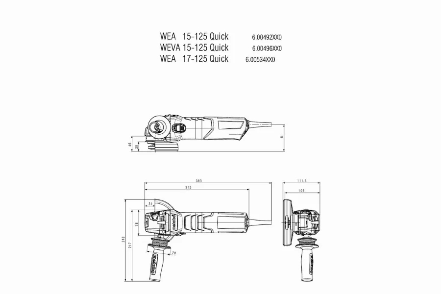 Meuleuse Ø125 Mm Filaire WEVA 15-125 QUICK METABO - 600496000 5 Meuleuse Ø125 Mm Filaire WEVA 15-125 QUICK METABO - 600496000 – Image 3