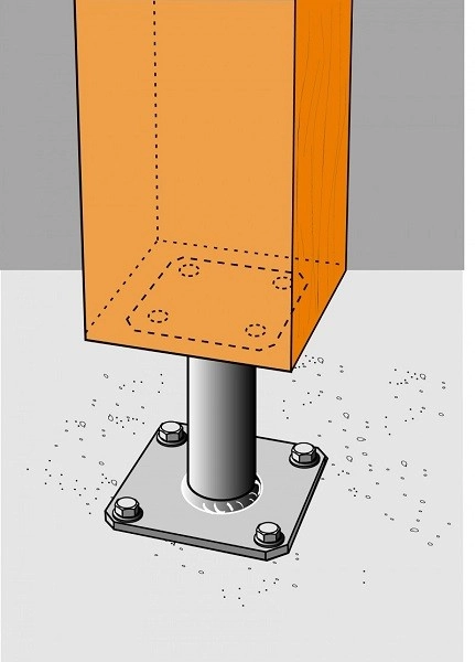 Pied De Poteau Fixe SIMPSON - A100xB150xC100xD130xF130mm - PPA150 6 Pied De Poteau Fixe SIMPSON - A100xB150xC100xD130xF130mm - PPA150 – Image 4