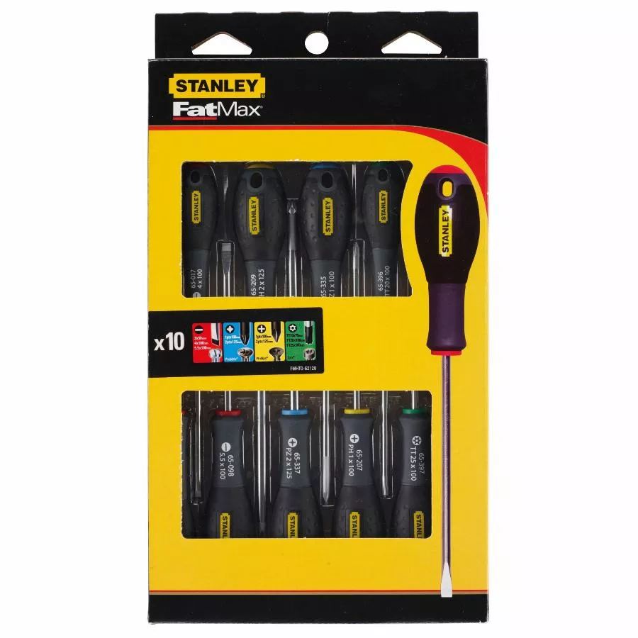 Stanley Tournevis électricien + Mécanicien + Phillips + Pozi + Torx - Jeu De 10 pièces FATMAX - FMHT0-62128 3 Stanley Tournevis électricien + Mécanicien + Phillips + Pozi + Torx - Jeu De 10 pièces FATMAX - FMHT0-62128