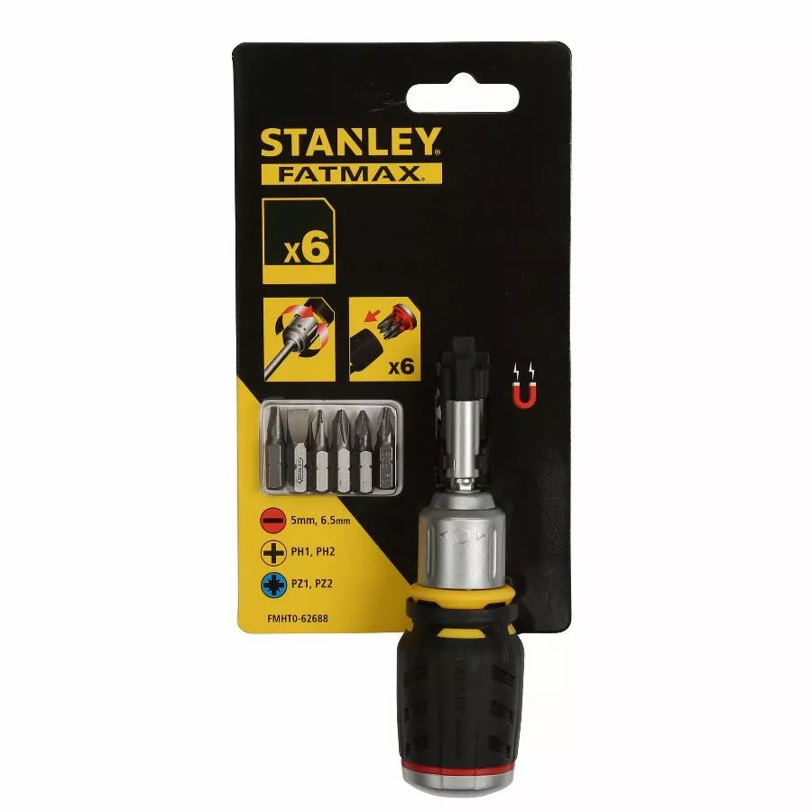Stanley Baby Tournevis Porte-embouts Boule A Cliquet+ 6 Embouts Fente 5, 6.5 mm / Ph1, Ph2 / Pz1, Pz2 + Ratelier - FMHT0-62688 3 Stanley Baby Tournevis Porte-embouts Boule A Cliquet+ 6 Embouts Fente 5, 6.5 mm / Ph1, Ph2 / Pz1, Pz2 + Ratelier - FMHT0-62688