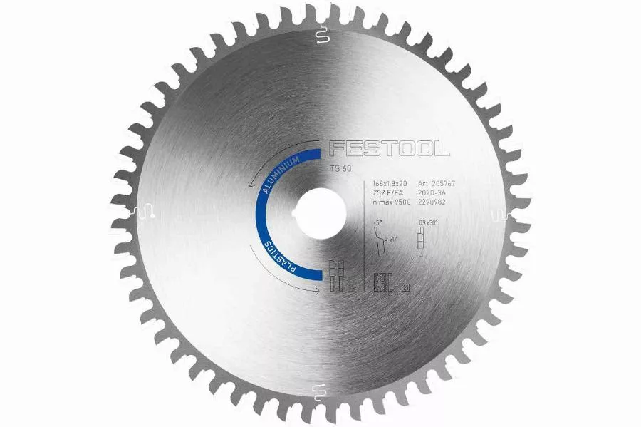 Lame De Scie Circulaire ALUMINIUM/PLASTICS HW 168x1,8x20 F/FA 52 FESTOOL - 205767 3 Lame De Scie Circulaire ALUMINIUM/PLASTICS HW 168x1,8x20 F/FA 52 FESTOOL - 205767