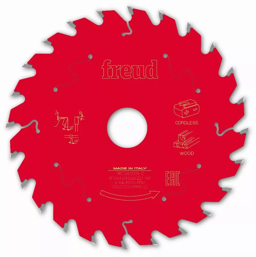 Lame Pour Scie Circulaire Portative Sans Fil FREUD - Ø120 1,65/1,2 AL20 Z24 BA 20° - F03FS10043 -FR02W003HC 3 Lame Pour Scie Circulaire Portative Sans Fil FREUD - Ø120 1,65/1,2 AL20 Z24 BA 20° - F03FS10043 -FR02W003HC