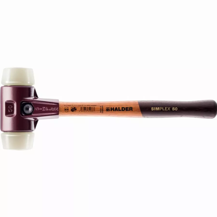 Maillet HALDER SIMPLEX Nylon Avec Boîtier En Fonte Malléable Et Manche En Bois - D=50 Mm - 3008.050 3 Maillet HALDER SIMPLEX Nylon Avec Boîtier En Fonte Malléable Et Manche En Bois - D=50 Mm - 3008.050