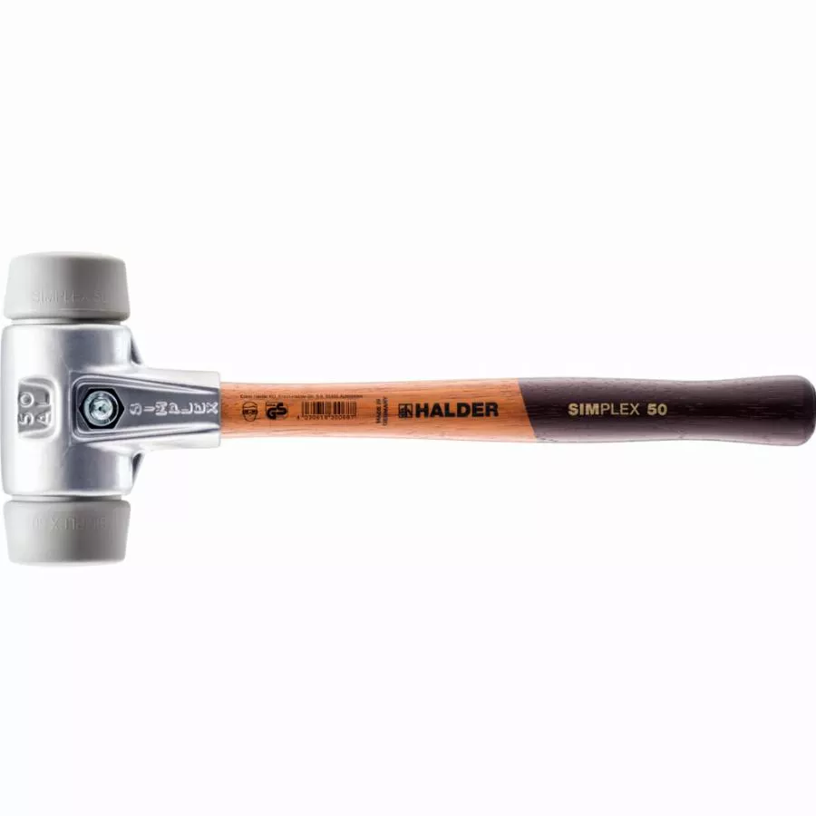 Maillet HALDER SIMPLEX TPE Moyen Avec Boîtier En Aluminium Et Manche En Bois - D=40 Mm - 3103.040 3 Maillet HALDER SIMPLEX TPE Moyen Avec Boîtier En Aluminium Et Manche En Bois - D=40 Mm - 3103.040