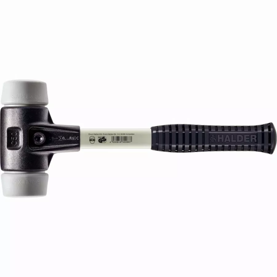 Maillet HALDER SIMPLEX TPE Moyen Avec Boîtier En Fonte Malléable Renforcée Et Manche En Fibre De Verre - D=80 Mm - 3703.080 3 Maillet HALDER SIMPLEX TPE Moyen Avec Boîtier En Fonte Malléable Renforcée Et Manche En Fibre De Verre - D=80 Mm - 3703.080