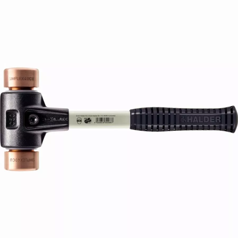 Maillet HALDER SIMPLEX Cuivre Avec Boîtier En Fonte Malléable Renforcée Et Manche En Fibre De Verre - D=30 Mm - 3704.030 3 Maillet HALDER SIMPLEX Cuivre Avec Boîtier En Fonte Malléable Renforcée Et Manche En Fibre De Verre - D=30 Mm - 3704.030