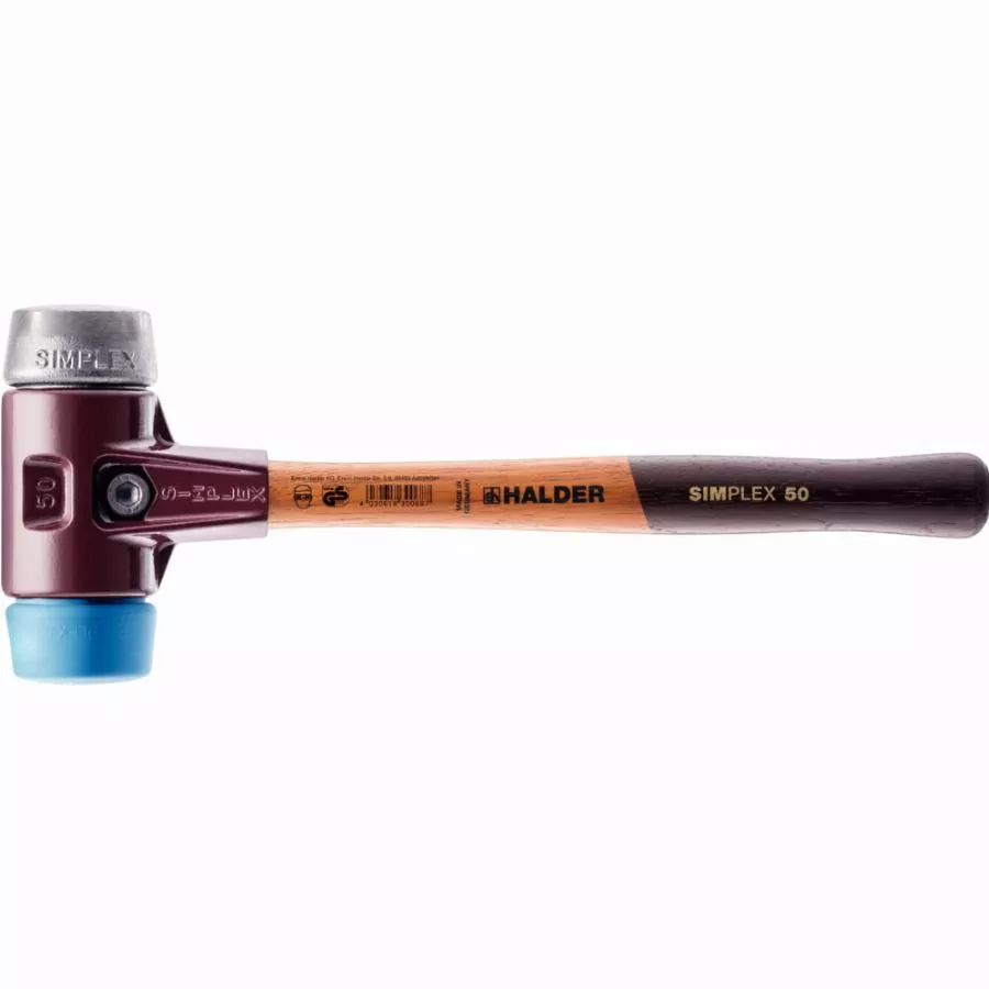 Maillet HALDER SIMPLEX TPE Souple / Métal Doux Avec Boîtier En Fonte Malléable Et Manche En Bois - D=50 Mm - 3019.050 3 Maillet HALDER SIMPLEX TPE Souple / Métal Doux Avec Boîtier En Fonte Malléable Et Manche En Bois - D=50 Mm - 3019.050