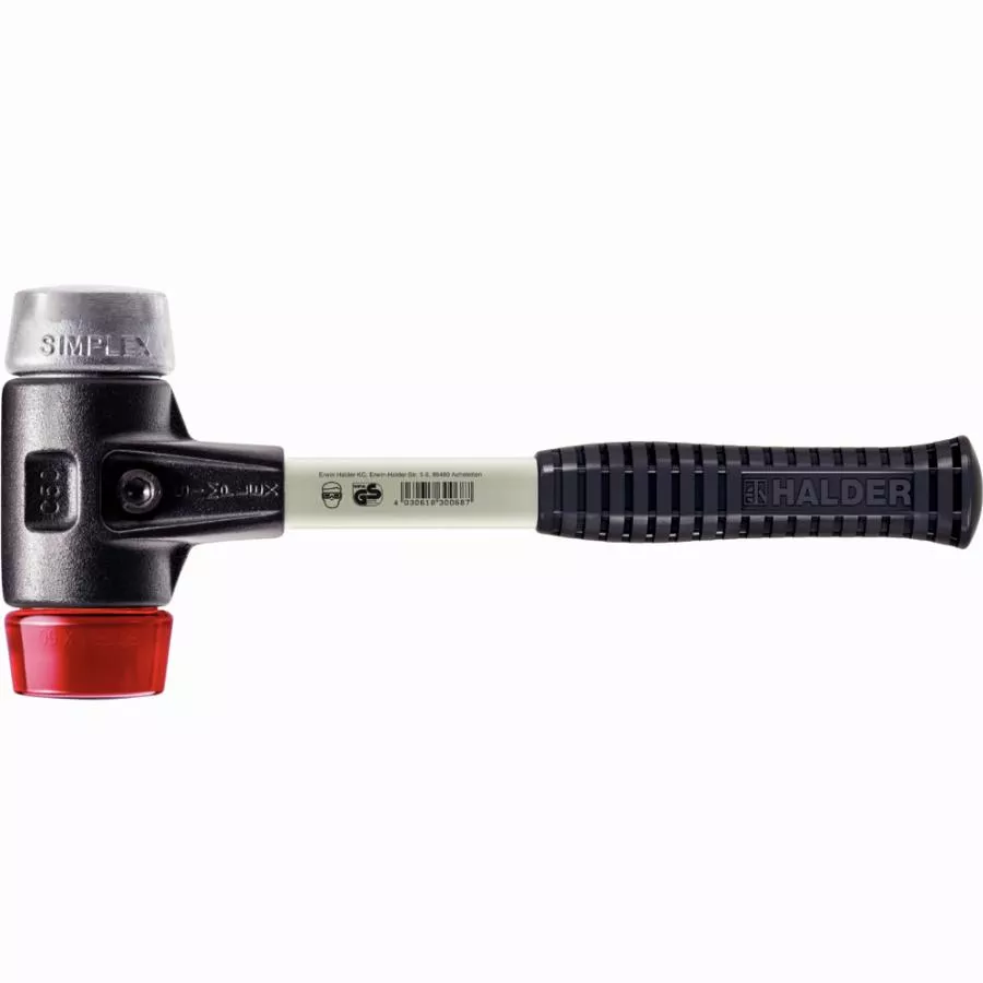 Maillet HALDER SIMPLEX Plastique / Métal Doux Avec Boîtier En Fonte Malléable Renforcée Et Manche En Fibre De Verre - D=40 Mm - 3769.040 3 Maillet HALDER SIMPLEX Plastique / Métal Doux Avec Boîtier En Fonte Malléable Renforcée Et Manche En Fibre De Verre - D=40 Mm - 3769.040