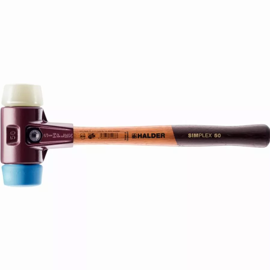 Maillet HALDER SIMPLEX TPE Souple / Nylon Avec Boîtier En Fonte Malléable Et Manche En Bois - D=50 Mm - 3018.050 3 Maillet HALDER SIMPLEX TPE Souple / Nylon Avec Boîtier En Fonte Malléable Et Manche En Bois - D=50 Mm - 3018.050