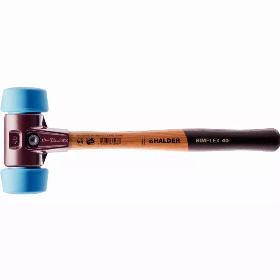 Maillet HALDER SIMPLEX TPE Souple Avec Boîtier En Fonte Malléable Et Manche En Bois De Haute Qualité - D=50 Mm - 3001.051 3 Maillet HALDER SIMPLEX TPE Souple Avec Boîtier En Fonte Malléable Et Manche En Bois De Haute Qualité - D=50 Mm - 3001.051