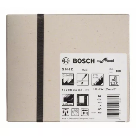 Lame De Scie Sabre HCS Bois S644D BOSCH 150 Mm - Boite De 100 - 2608650551 4 Lame De Scie Sabre HCS Bois S644D BOSCH 150 Mm - Boite De 100 - 2608650551 – Image 2